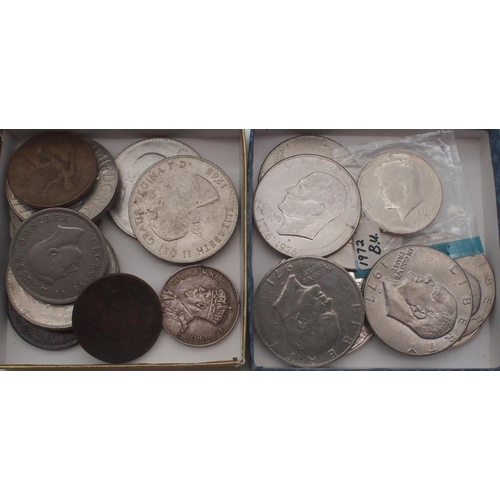 438 - A coin collection to include US silver dollars, Elizabeth II crowns, commemorative coins, three penc... 