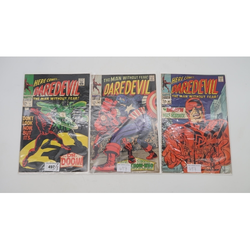 497 - DAREDEVIL #37, 41 & 43 (Marvel 1968) 12¢ copies, all bagged (3)