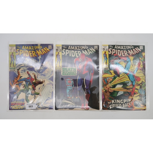 503 - AMAZING SPIDER-MAN #74 (Marvel 1969) 75, 84, 85, 86, 87, 88, 90, 91, 93, King Size Annual #2, all ba... 