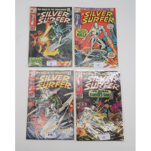 510 - SILVER SURFER #9 (Marvel 1969) 15¢, 11, , 15 & 17, all bagged (4)