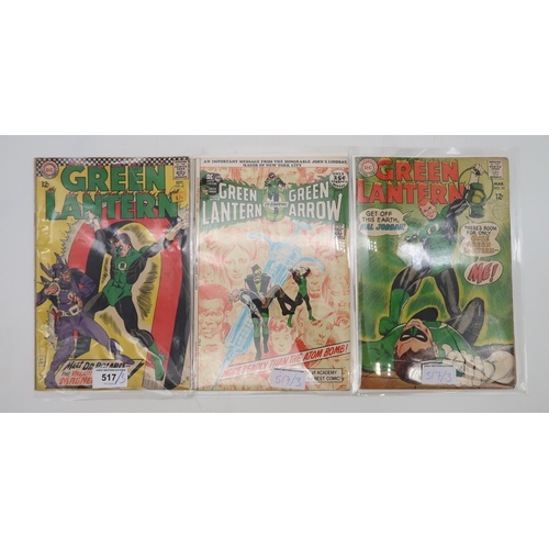 517 - GREEN LANTERN #47 (DC 1966)  59, 86 (anti drugs issue), all cents copies, 47 bagged, 59 and 86 bagge... 