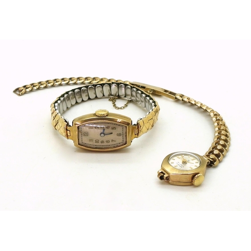 701 - A ladies 9ct gold Elco watch and strap, together with a further 9ct ladies watch head and gold plate... 