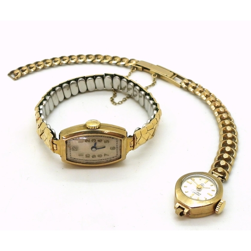 701 - A ladies 9ct gold Elco watch and strap, together with a further 9ct ladies watch head and gold plate... 