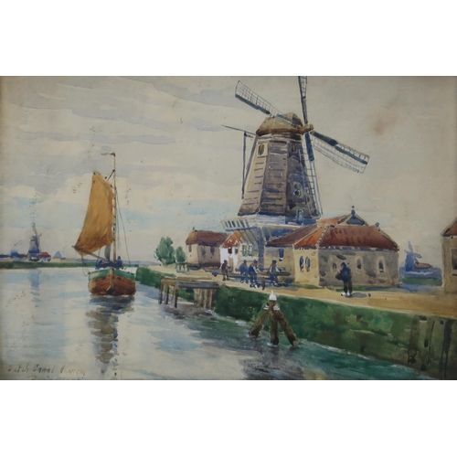 905A - DAVID MARTIN, Dutch canal Haarlem, watercolour, signed lower left, 17 x 24cm