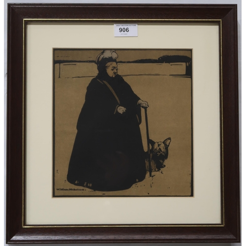 906 - WILLIAM NICHOLSON Queen Victoria and dog,lithograph in colours, 24 x 22cm