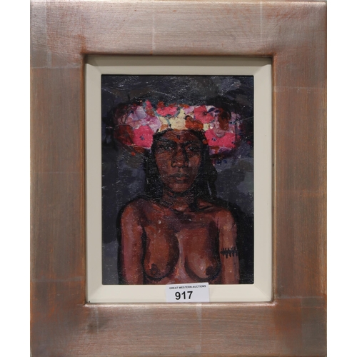 917 - GEORGE DONALD (INDIAN b.1943), Tahitian woman, 19 x 13cm