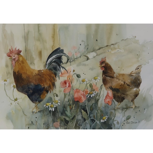 918 - PERRI DUNCAN (SCOTTISH b.1958), Poppy cock, watercolour, signed lower right, dated (19)89, 40 x 60cm... 