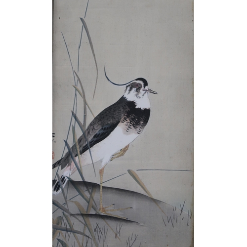 923 - CHINESE SCHOOL, River birds, inscribed upper left, 33 x 17.5cm, together with a similar by the same ... 