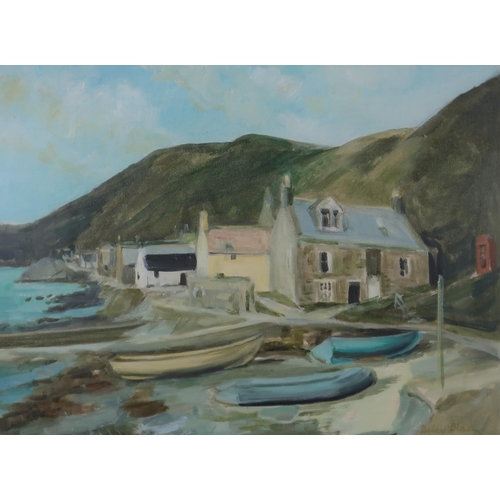 959 - DELNY GOALEN (SCOTTISH 1932-2023) CROVIE, BANFFSHIRE Oil on canvas board, signed lower rig... 