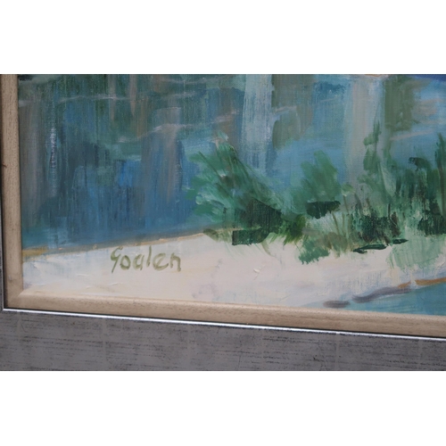 963 - DELNY GOALEN (SCOTTISH 1932-2023) ALBI Oil on canvas, signed lower left, 76 x 99cm Ti... 