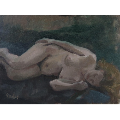 967 - DELNY GOALEN (SCOTTISH 1932-2023) YOUNG LADY ASLEEP  Oil on canvas, signed lower left... 