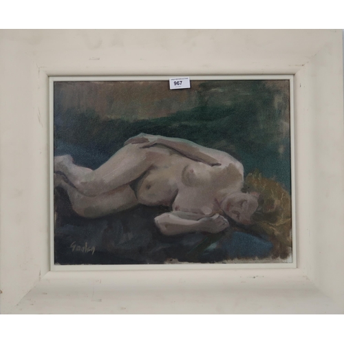 967 - DELNY GOALEN (SCOTTISH 1932-2023) YOUNG LADY ASLEEP  Oil on canvas, signed lower left... 