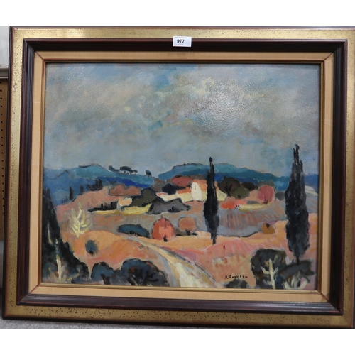 977 - FRENCH SCHOOL LA CAMPAGNE Oil on board, signed lower right A. Rousseau, 48 x 59cm... 