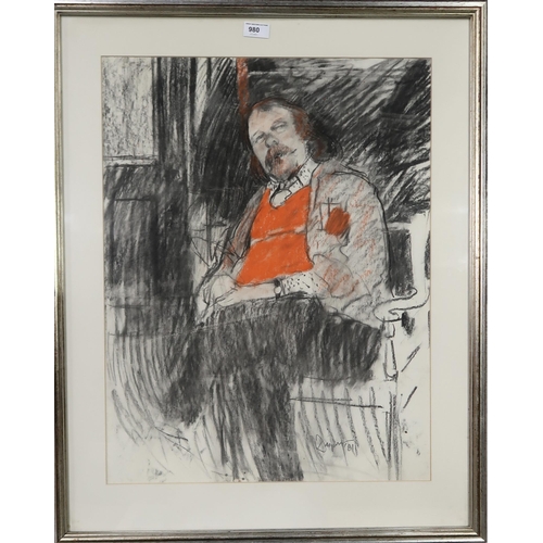 980 - DANNY FERGUSON RGI (SCOTTISH 1925-1993) PAINTER RESTING Pastel on paper, signed lower right, dated O... 