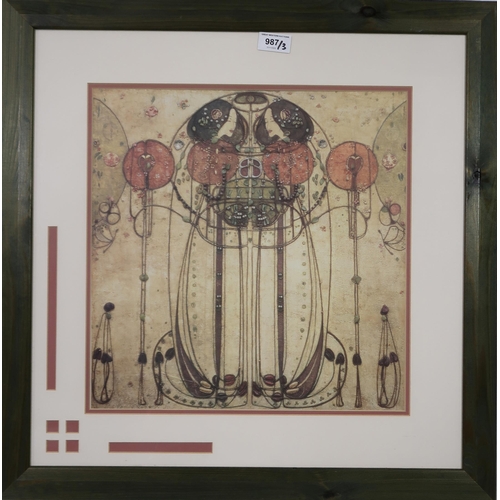 987 - AFTER CHARLES RENNIE MACKINTOSH (ENGLISH 1865-1933) THE WASSAIL Print multiple, 37.5 x 37.5cm Togeth... 