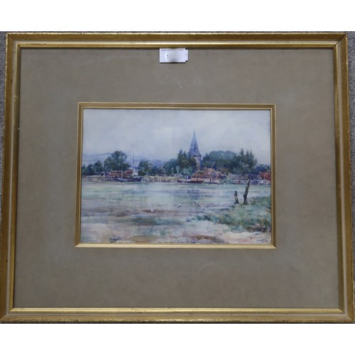 915 - WILLIAM MELDRUM River scene, signed, watercolour, circa 1905, 20 x 28cm