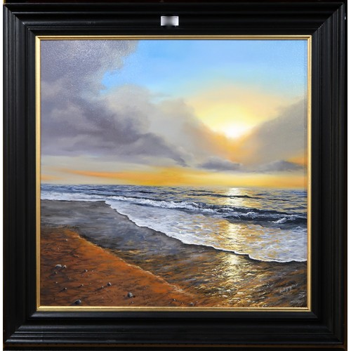 985A - BEN GOYMOUR (ENGLISH b.1985)SEASCAPE AT SUNSETOil on board, signed lower right, 59 x 59cm... 