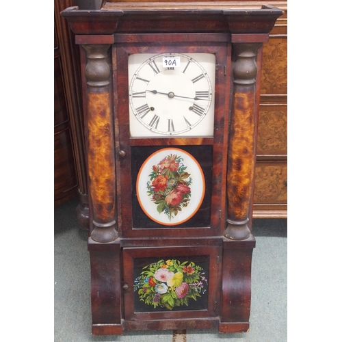 90A - An early 20th century American walnut veneered Seth Thomas, Thomaston Connecticut wall clock with wh... 