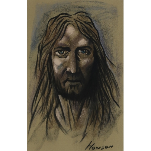 3012 - PETER HOWSON OBE (BRITISH B.1958)HEAD OF CHRISTConte and chalks on buff paper, signed lower right, 4... 