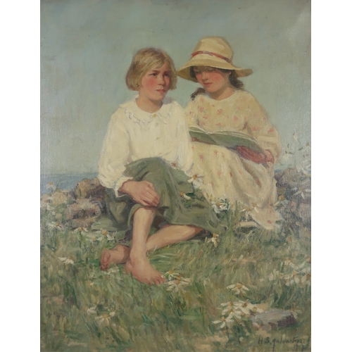 3022 - HELEN STIRLING JOHNSTON (SCOTTISH 1888-1931)SUMMER STORIESOil on canvas, signed lower right, dated 1... 