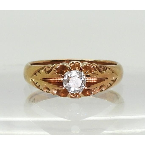 2763 - A SOLITAIRE RINGset with an estimated approx 0.39ct old cut diamond in a classic gypsy scroll mount.... 