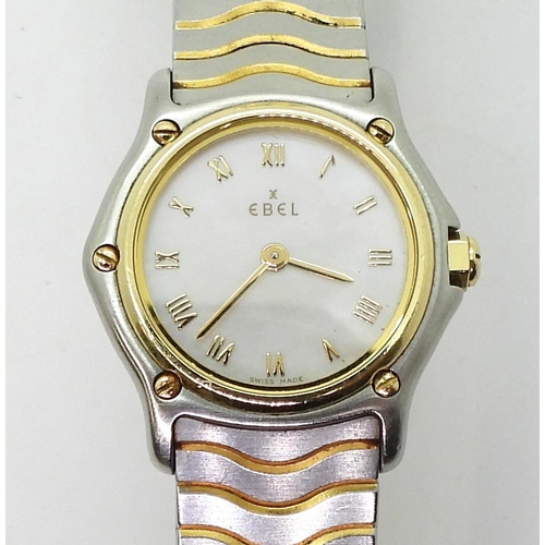 2926 - A LADIES EBEL WRISTWATCHstainless steel and 18ct gold, with a mother of pearl dial, gold coloured Ro... 