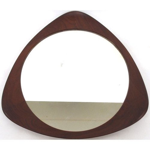 2109 - A MID 20TH CENTURY STAINED TEAK AFTER FRANCO CAMPO & CARLO GRAFFI FOR DISEGNO GRAFFI WALL MIRROR... 