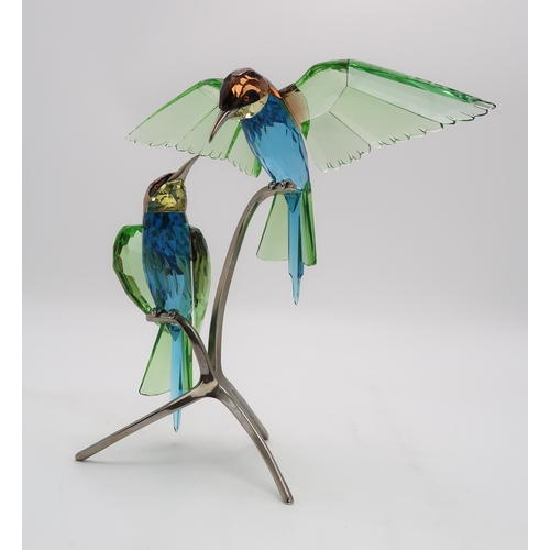 2201 - A SWAROVSKI CRYSTAL BIRDS OF PARADISE  FIGUREof two Bee Eaters on branches, 29cm high... 