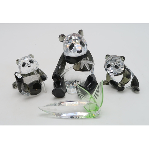 2214 - SWAROVSKI CRYSTAL ENDANGERED WILDLIFE SERIES FIGURES - PANDAScomprising mother and two cubs, designe... 