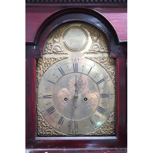 2042 - A 19TH CENTURY MAHOGANY CASED DANIEL BROWN OF GLASGOW LONGCASE CLOCK with brass dial bearing Roman a... 