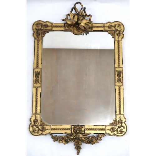2043 - A 19TH CENTURY GILT GESSO FRAMED PIER MIRROR single rectangular pane contained within moulded gilt f... 