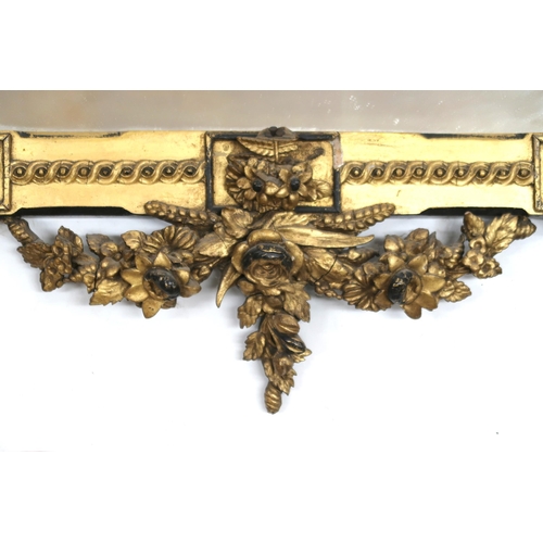 2043 - A 19TH CENTURY GILT GESSO FRAMED PIER MIRROR single rectangular pane contained within moulded gilt f... 