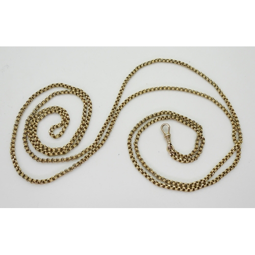 2802 - A 9CT GOLD GUARD CHAINthe vintage chain is a bright cut double belcher link with 9ct soldered on tag... 