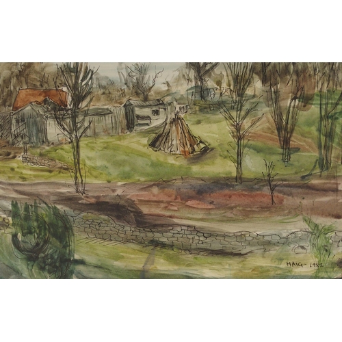 1002 - ATTRIBUTED TO EARL HAIG OBE RSA (SCOTTISH 1918-2009) EARL HAIG OF BEMERSYDE Watercolour and ink on p... 