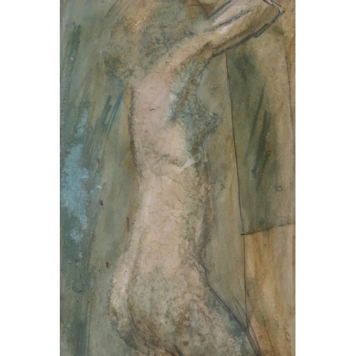 1001 - CONTEMPORARY SCHOOL NUDE STANDING mixed media, 32 x 22cm Together with another (2)... 