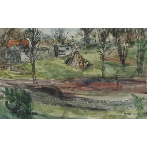 1002 - ATTRIBUTED TO EARL HAIG OBE RSA (SCOTTISH 1918-2009) EARL HAIG OF BEMERSYDE Watercolour and ink on p... 