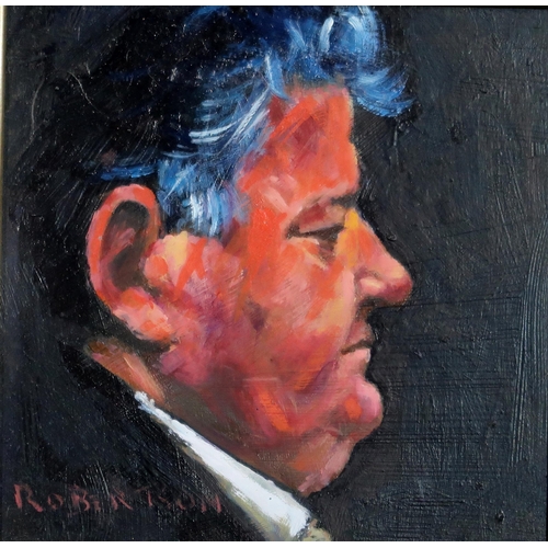 979 - DAVID ROBERTSON (SCOTTISH CONTEMPORARY) THE PORTRAIT OF ROBBIE COLTRANE Oil on board, sign... 