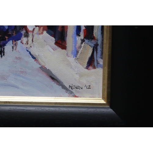 980 - MAIRI AITKEN (SCOTTISH CONTEMPORARY) STREET VIEW Oil on canvas, signed lower right, dated ... 