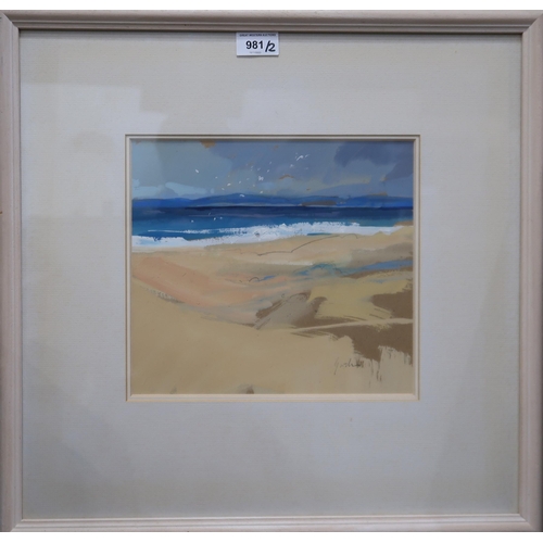 981 - ANNE GORDON (SCOTTISH b.1941) DESERTED BEACH Watercolour, signed lower right, 23 x 25cm&nb... 