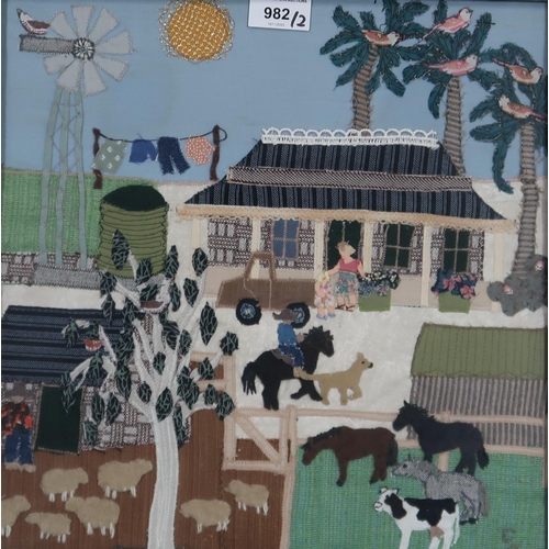 982 - CAROLA GORDON (SCOTTISH b. 1940) QUEENSLAND SHEEP STATION Mixed media, monogrammed lower r... 