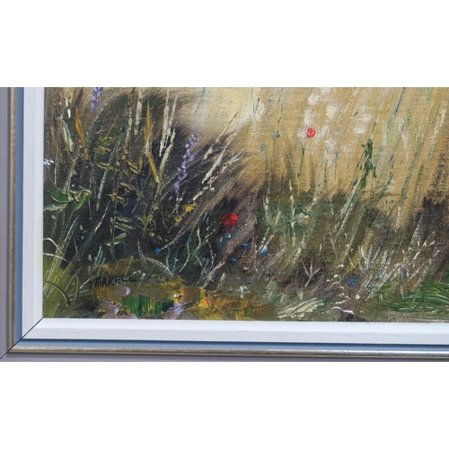 986 - CONTEMPORARY SCHOOL CORNFIELD, FARM AND KELLIE LAW - FIFE 1975 Oil on canvas, signed lower... 