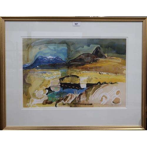 987 - BOB RUDD (ENGLISH b. 1944) STAC POLLY I Watercolour, signed lower right, dated 1992, 35 x ... 