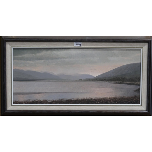 988 - IAN MCNABB (SCOTTISH CONTEMPORARY) SUNSET LOCH EIL Oil on board, signed lower right, dated... 