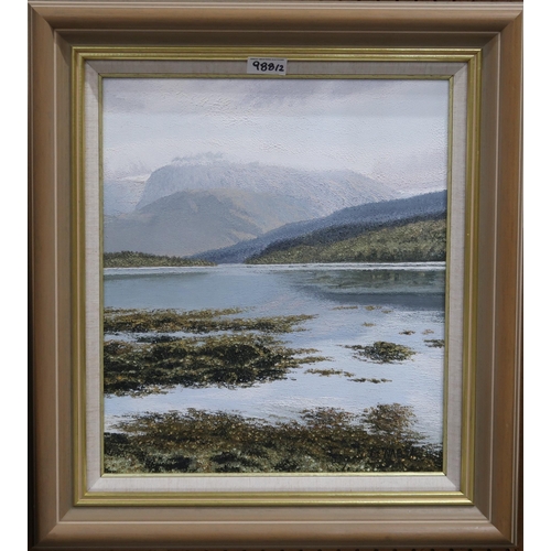 988 - IAN MCNABB (SCOTTISH CONTEMPORARY) SUNSET LOCH EIL Oil on board, signed lower right, dated... 