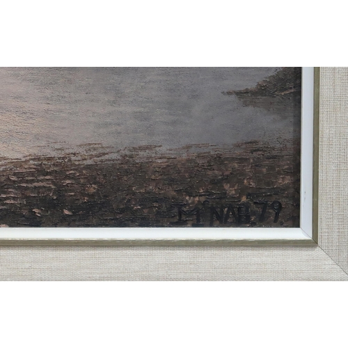 988 - IAN MCNABB (SCOTTISH CONTEMPORARY) SUNSET LOCH EIL Oil on board, signed lower right, dated... 