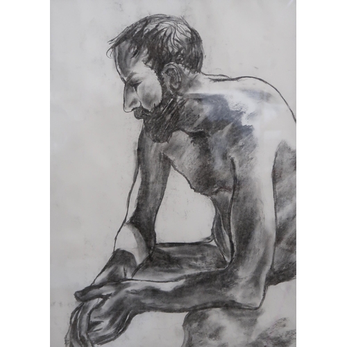 992 - GRAEME NIMMO (SCOTTISH CONTEMPORARY)  MAN SITTING Pencil on paper, 56 x 40cm Tog... 