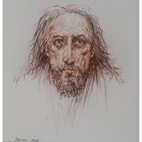 999 - PETER HOWSON (SCOTTISH b.1958) PORTRAIT OF A MAN Pencil on paper, signed lower left, dated 2009, 22 ... 