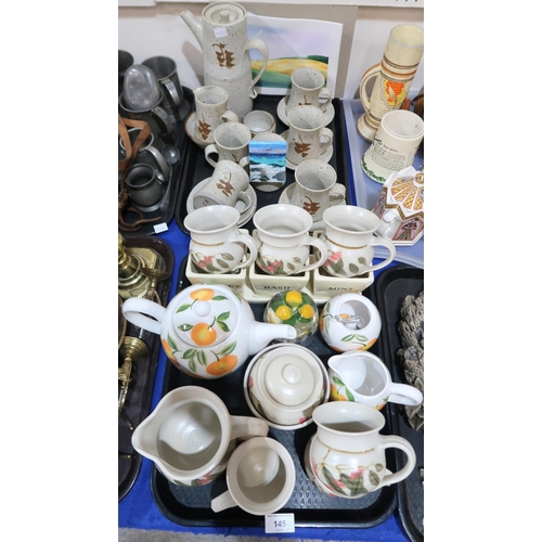 145 - Assorted studio pottery including a coffee set signed Ailsa, another by Luti, Callander and other it... 