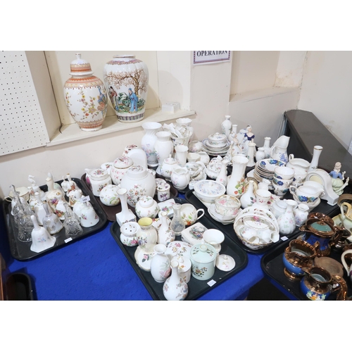 149 - A large quantity of ceramics including Wedgwood, Aynsley and others comprising bells, vases, trinket... 