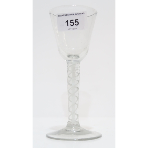 155 - An antique opaque twist stem glass